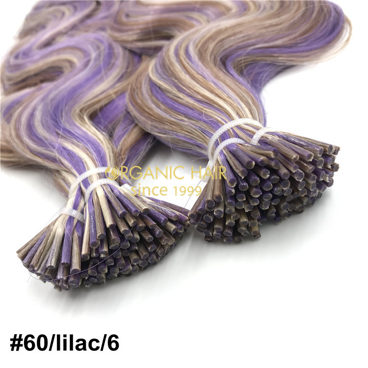 Human customized #60/Lilac/6 color keratin itip X235